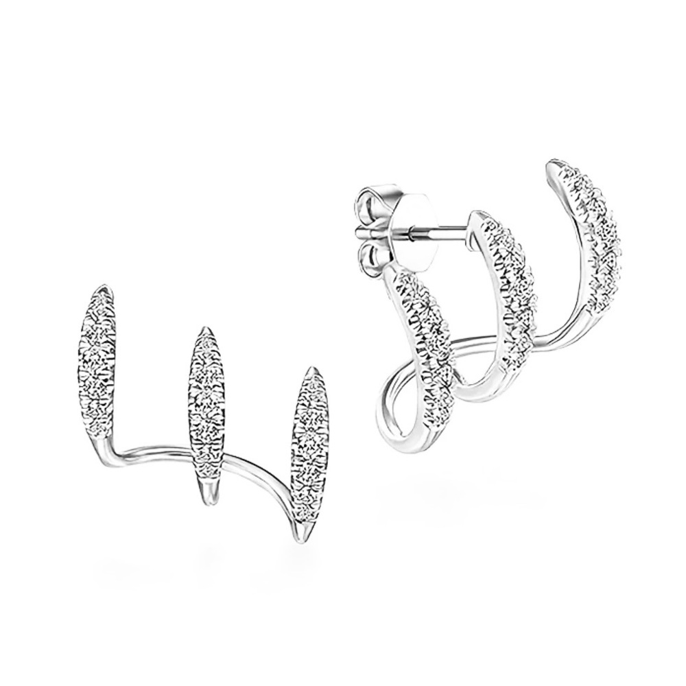 Elegant Silver Triple Hoop Earrings